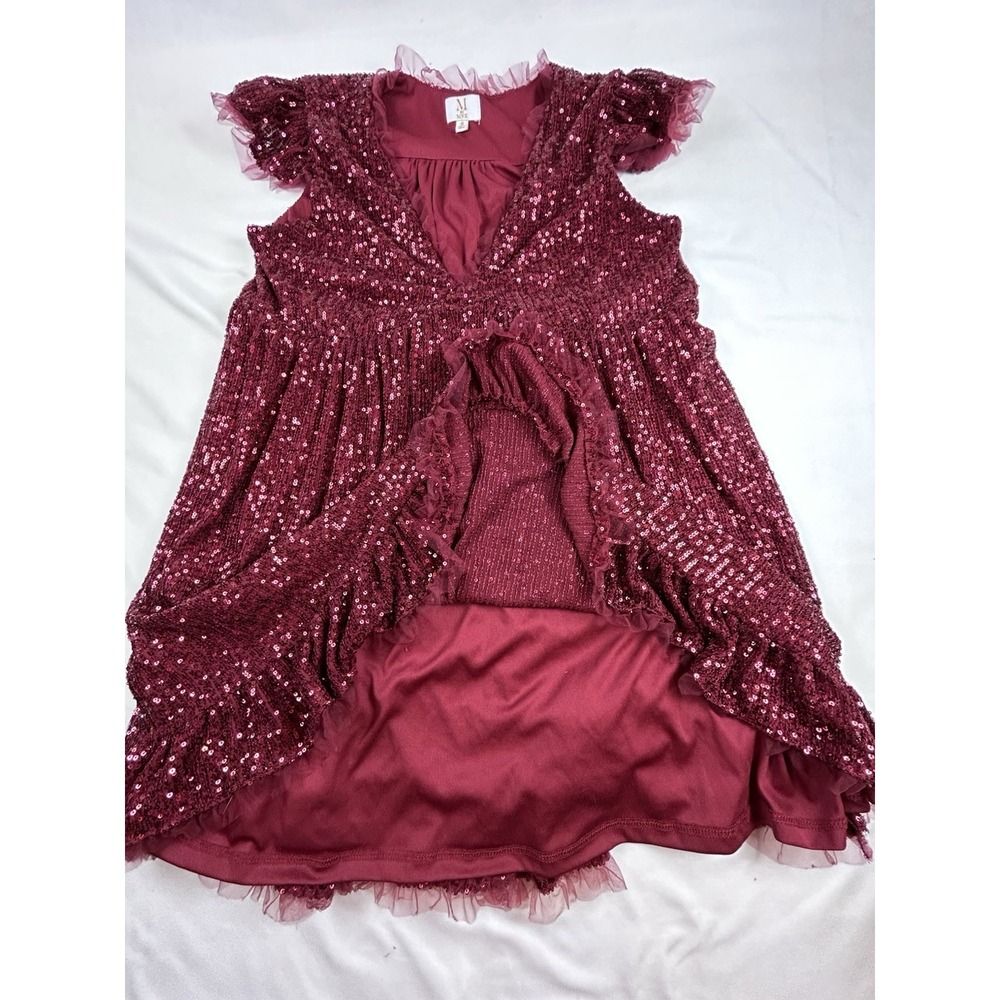 M by MNK Tulle Trimmed Sequin Babydoll Swing Party Dress Women's S Uptown Girl - Picture 6 of 12